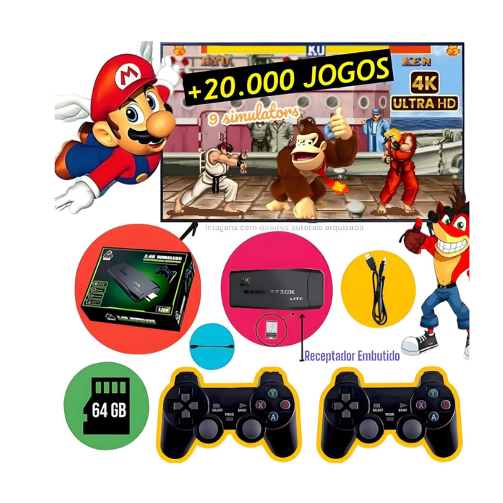 Imagem 2 de 5 do produto Vídeo Game Retrô 4k 32g Com + 2.000 Jogos, Hd Display, Vídeo Game Stick Para Ps1/gba/fc/md, Clássico Retro Video Game Re