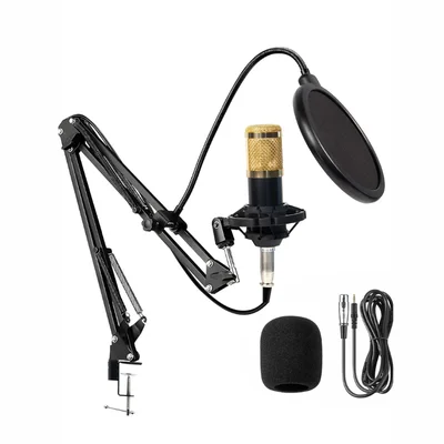 Microfone Condensador, Kit Microfone Condensador Com Braço Articulado E Pop Filter Para Transmissão Ao Vivo, Podcast, Gr