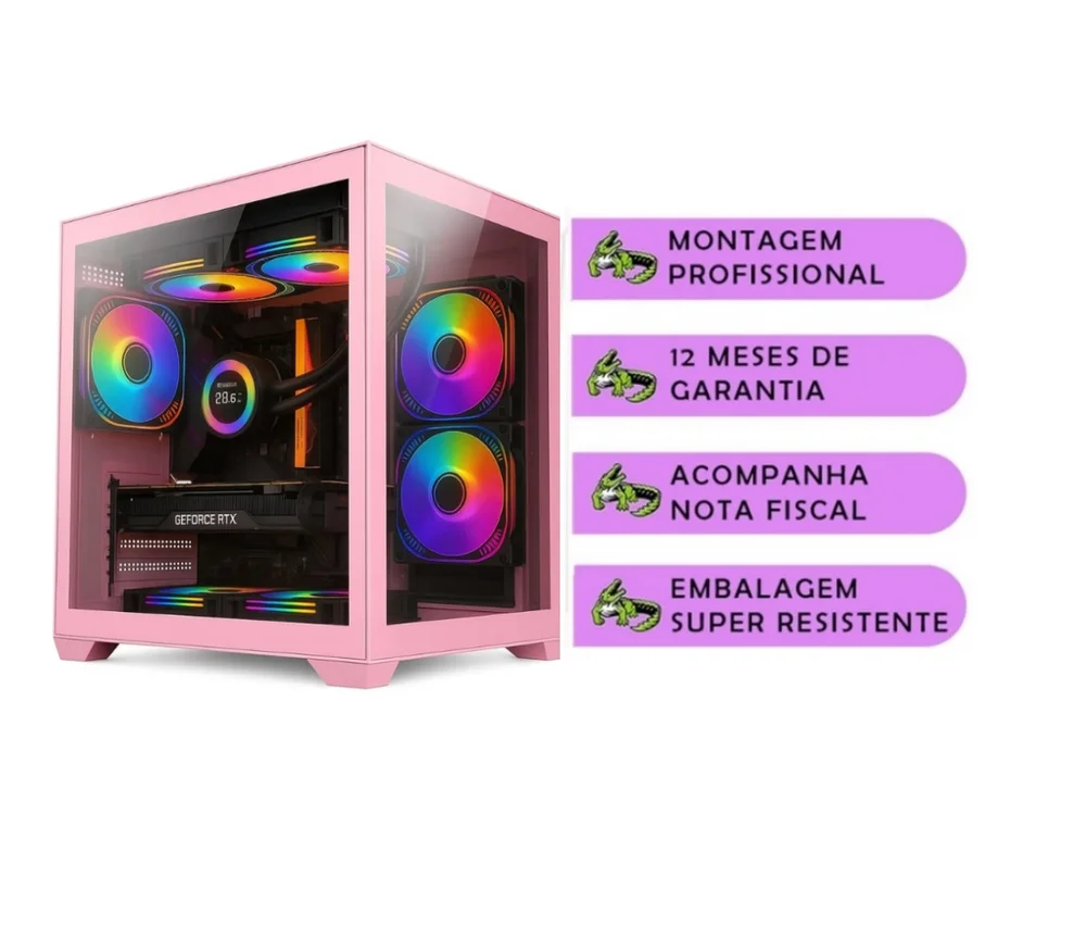PC Gamer Rosa Pink Feminino Intel I5 3470 Geforce Gt 730 4gb Memoria 16gb SSD 240GB Monitor - view 3
