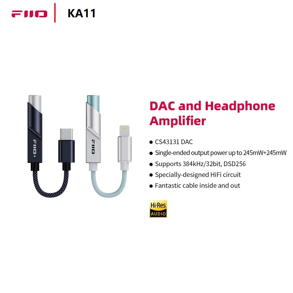 Imagem 2 de 2 do produto Amplificador / Dac De Fone De Ouvido Fiio Ka11 Usb C Prata