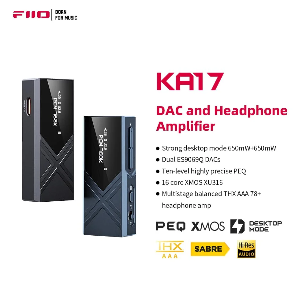 Imagem 2 de 4 do produto Amplificador / Dac De Fone De Ouvido Fiio Ka17 Preto