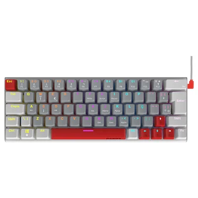 Teclado Mecanico Gamer PCyes Kuromori 60% White Ghost - Switch Red - LED Rainbow - Ptkmwg60rd
