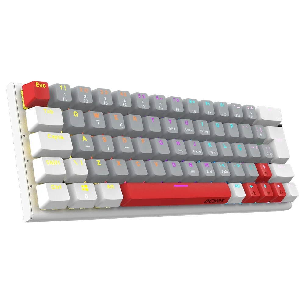Imagem 2 de 5 do produto Teclado Mecanico Gamer PCyes Kuromori 60% White Ghost - Switch Red - LED Rainbow - Ptkmwg60rd