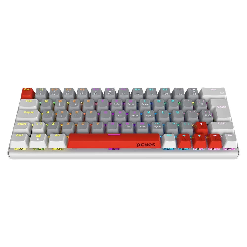 Imagem 3 de 5 do produto Teclado Mecanico Gamer PCyes Kuromori 60% White Ghost - Switch Red - LED Rainbow - Ptkmwg60rd