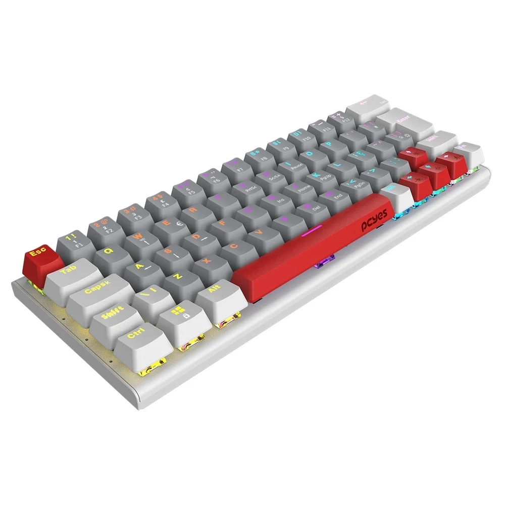 Imagem 4 de 5 do produto Teclado Mecanico Gamer PCyes Kuromori 60% White Ghost - Switch Red - LED Rainbow - Ptkmwg60rd