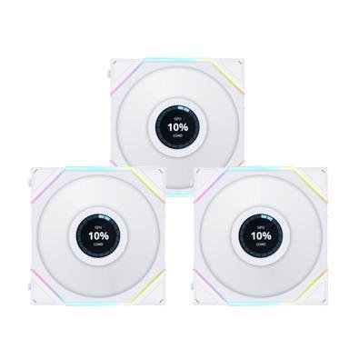 Kit 3x Cooler Fan Gamer Lian Li Uni Fan Tl Lcd, 120mm, Branco, ARGB - 12tllcd3w