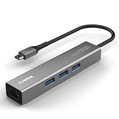 Kit Usb-c - Comtac Aluminium - 3 Portas Usb 3.2 Gen1 + Lan Gigabit - 5gbps - Cinza - 20139454-r.1