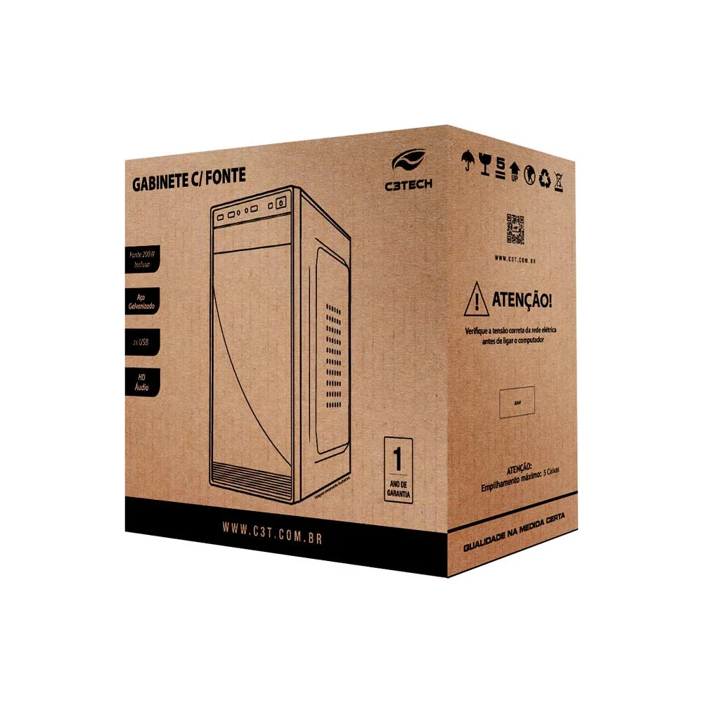 Imagem 5 de 5 do produto Gabinete Office C3tech Mt-35bk - Mini Tower, Usb