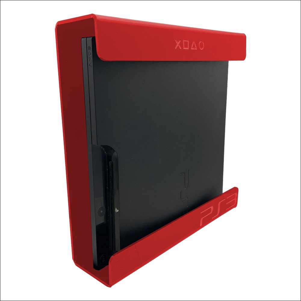 Suporte Parede Console Playstation 3 Slim - Ps3 Slim - Material Acrílico Vermelho