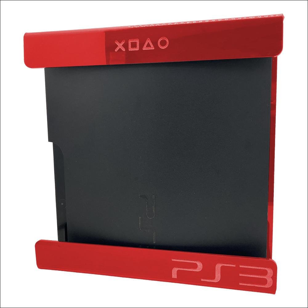 Imagem 2 de 4 do produto Suporte Parede Console Playstation 3 Super Slim - Ps3 Super Slim - Material Acrílico Vermelho