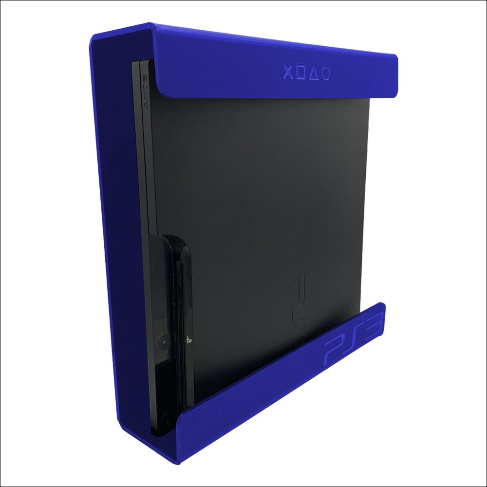 Suporte Parede Console Playstation 3 Slim - Ps3 Slim - Material Acrílico Azul
