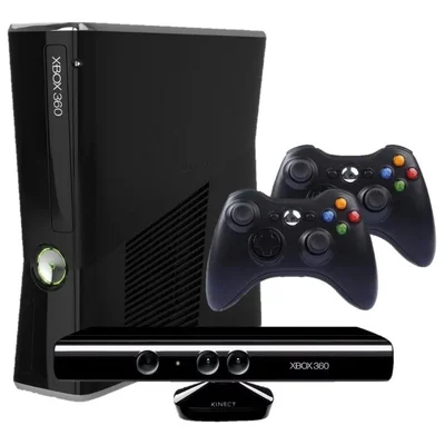XBOX 360 Slim 4gb 2 Controles + Kinect Standard Preto