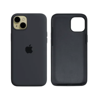 Capa Capinha Case Silicone Cover Premium Aveludada Com Logo Compatível Iphone 15 Plus Grafite