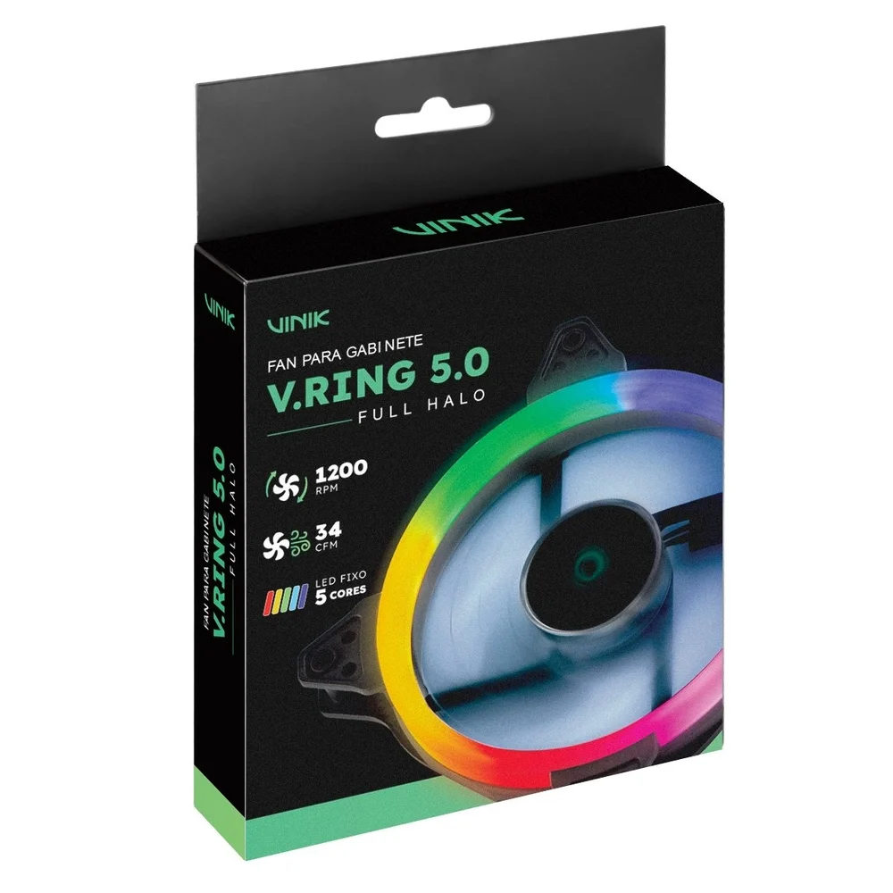 Imagem 2 de 5 do produto Fan/cooler Gamer Para Gabinete V.ring 5.0 Full Halo 120mm - LED Fixo 5 Cores - Vringfhfx5