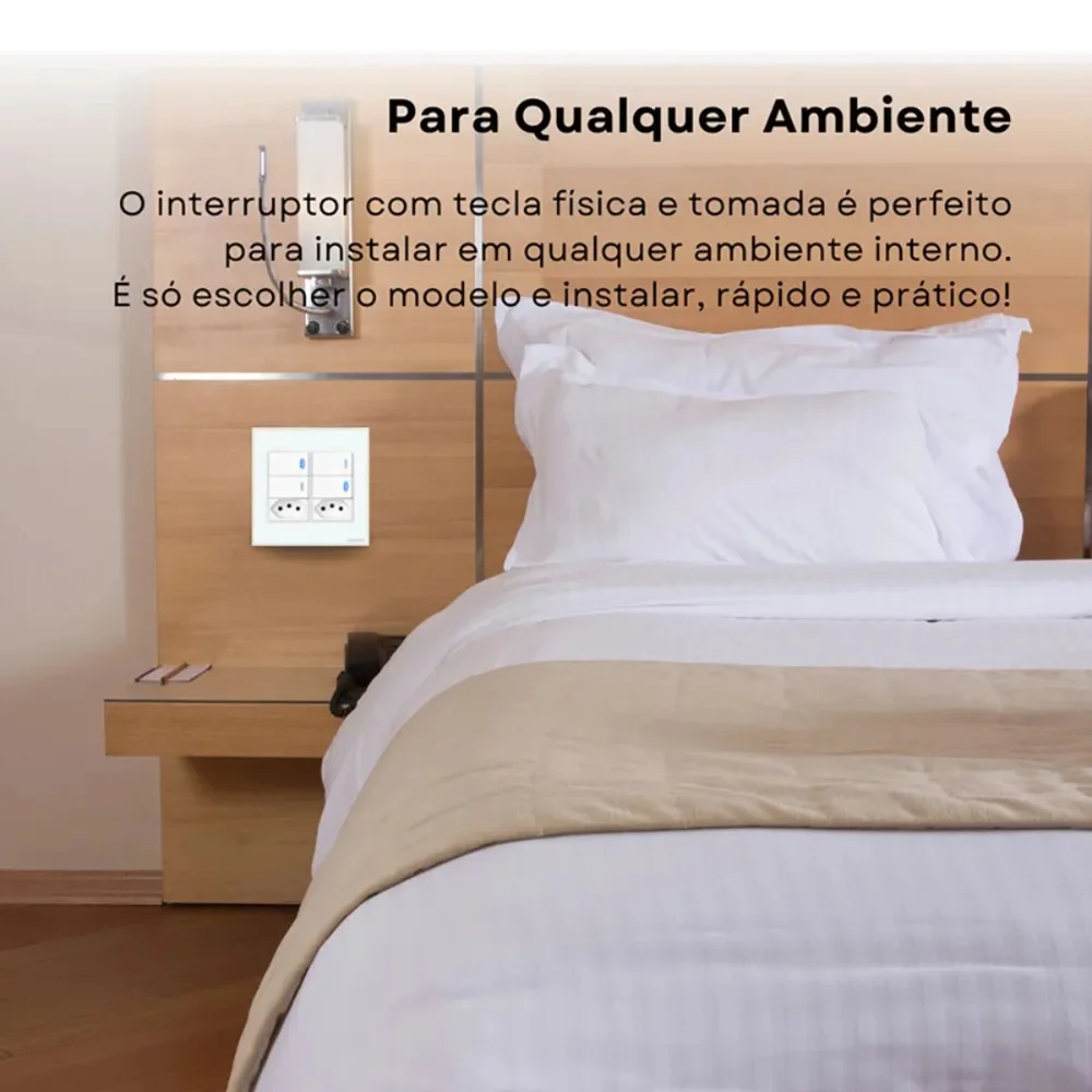 Imagem 3 de 5 do produto Interruptor Inteligente 4x4 Zigbee 4 Teclas Físicas e 2 Tomadas 10A Novadigital Tuya Smart Life Compatível Alexa Google