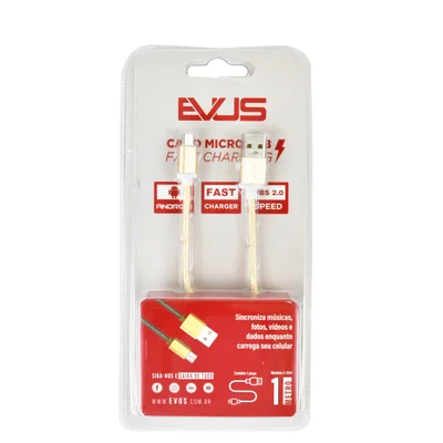 Cabo Usb Evus C-054 Fast Charge Micro Usb Gold 1,0m
