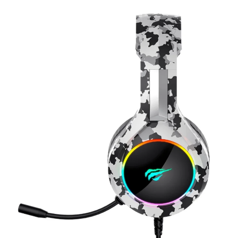 Imagem 2 de 4 do produto Fone de Ouvido Headset Gamer Havit H2232d Rgb Camuflado Preto Cinza