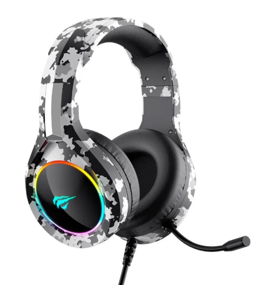 Imagem 3 de 4 do produto Fone de Ouvido Headset Gamer Havit H2232d Rgb Camuflado Preto Cinza