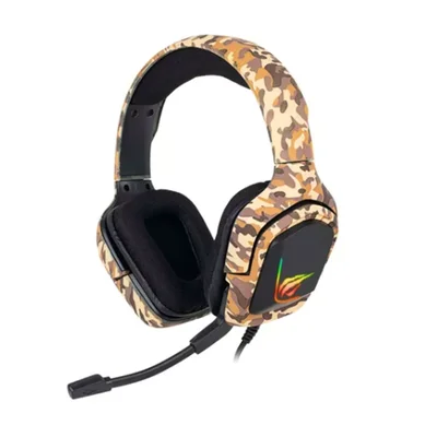 Fone De Ouvido Headset Gamer Led Usb Cor Camuflado Marrom