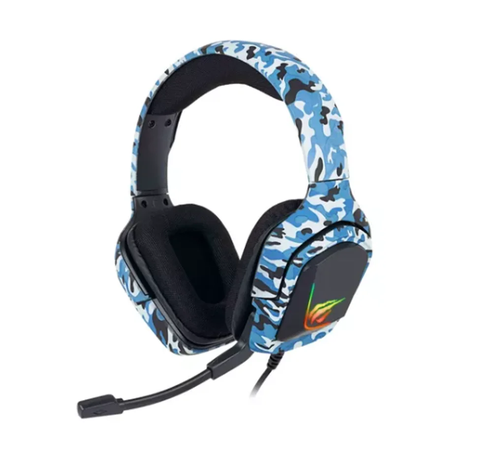 Fone De Ouvido Headset Gamer Led Usb Cor Camuflado Azul Fone De Ouvido Headset Gamer Led Usb Cor Camuflado Azul
