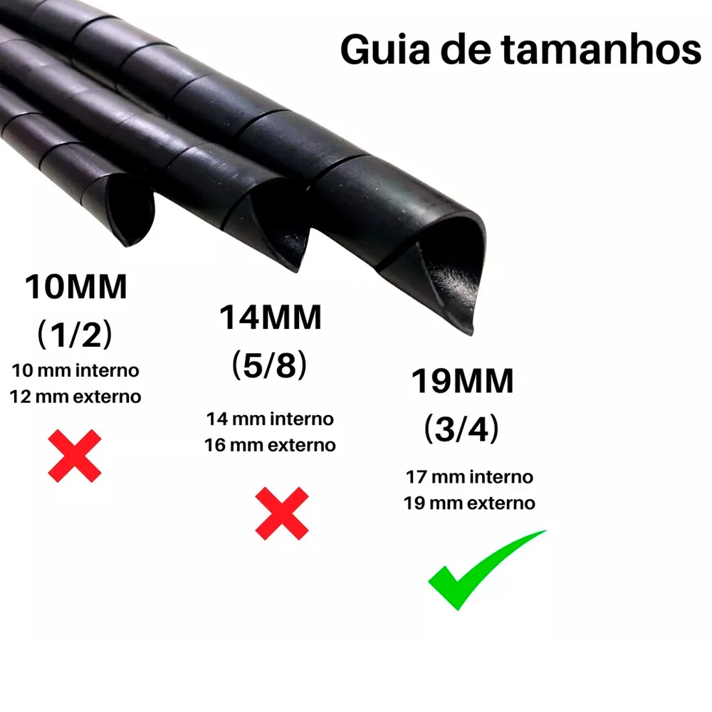 Imagem 5 de 5 do produto Organizador Espiral Para Cabos E Fios, Diametro 19mm X 2 Metros - Preto