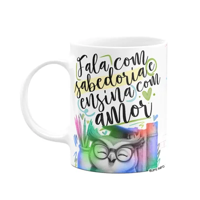 Caneca Professor Coruja - Ensina Com Amor