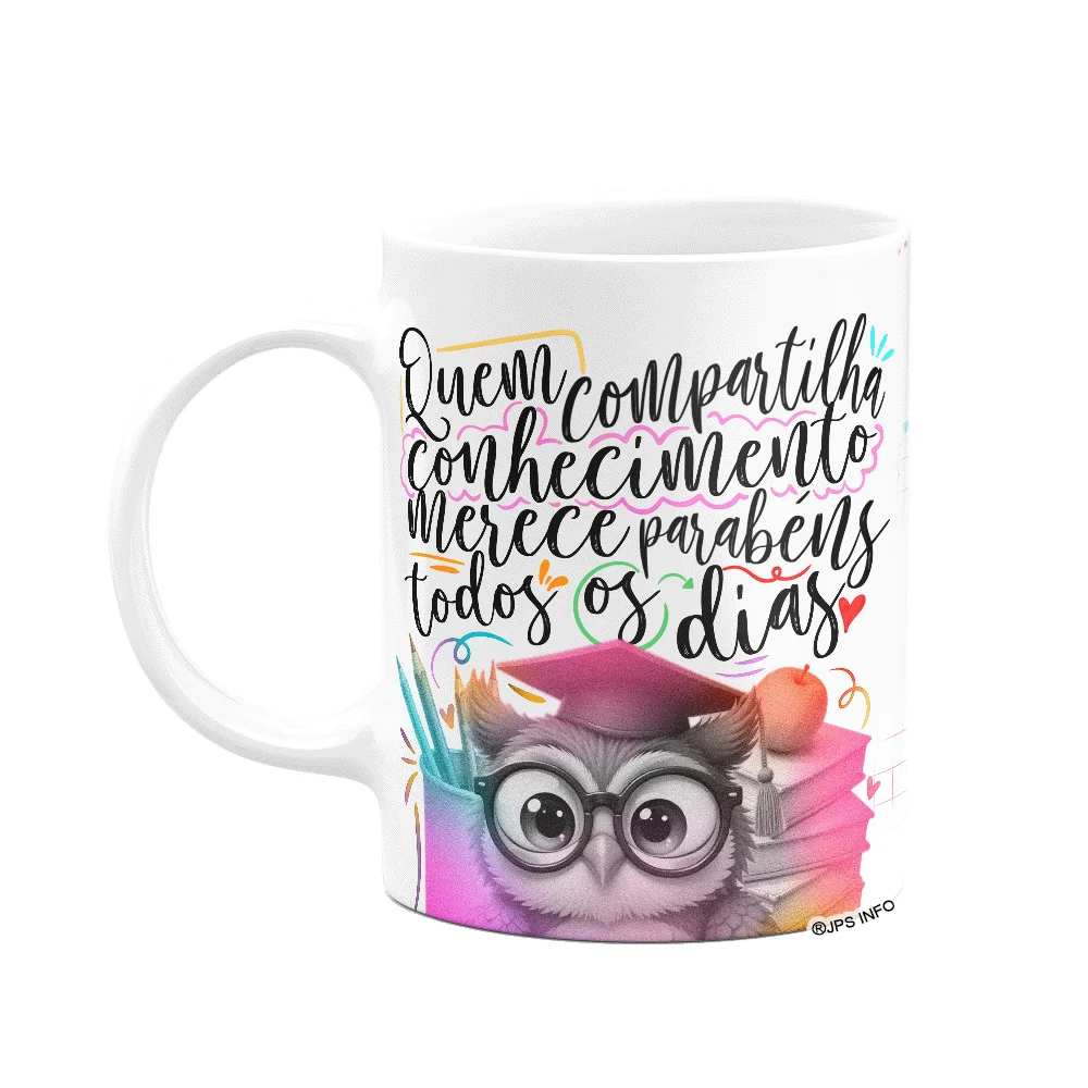 Imagem 1 de 3 do produto Caneca Professor Coruja - Quem Compartilha Conhecimento