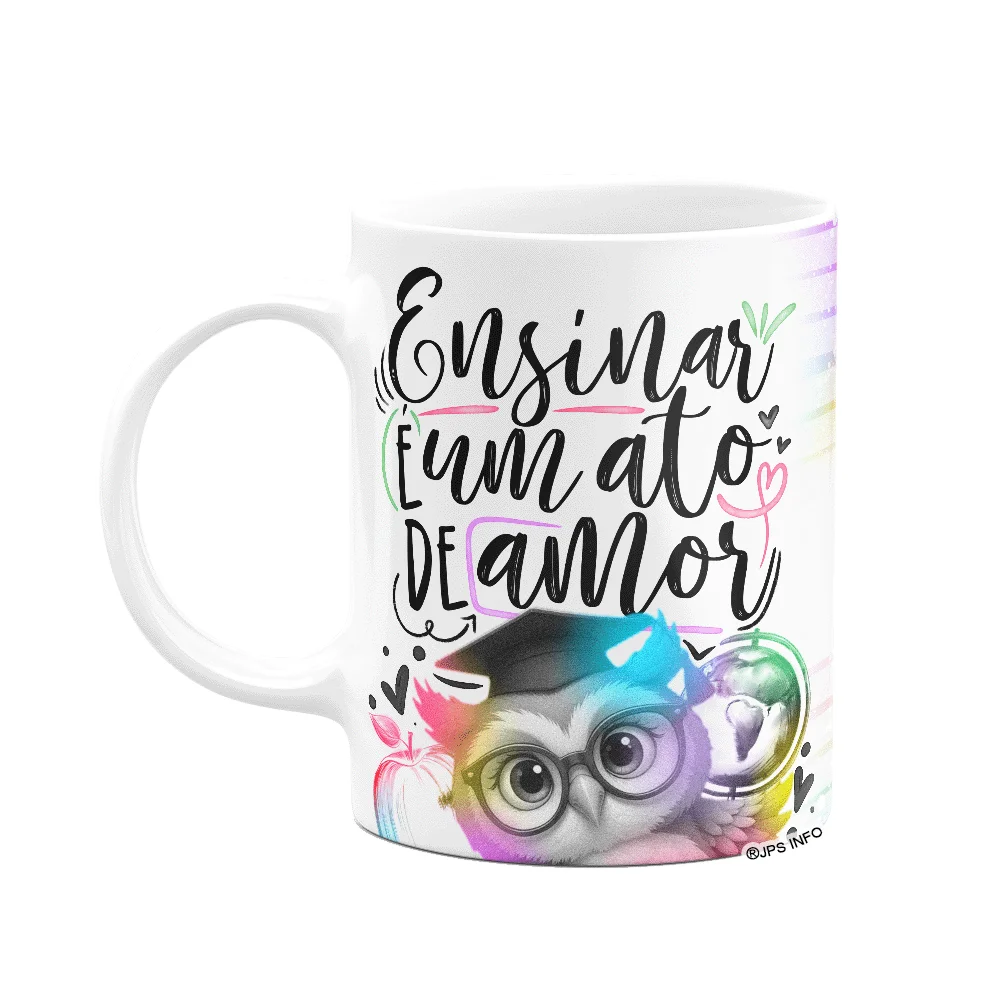 Imagem 1 de 3 do produto Caneca Professor Coruja - Ensinar É Um Ato De Amor