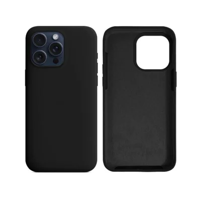 Capa Capinha Case Silicone Cover Premium Aveludada Camurça Com Logo Compatível Iphone 15 Pro Max Preto