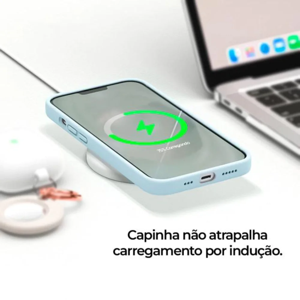 Imagem 4 de 5 do produto Capa Capinha Case Silicone Premium Aveludada Logo Compatível Iphone 15 Pro Max