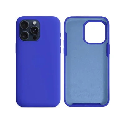 Capa Capinha Case Silicone Cover Premium Aveludada Camurça Com Logo Compatível Iphone 15 Pro Max Azul Bic
