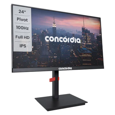 Monitor Concórdia P2402 24" IPS, 100hz, Full HD, VGA, HDMI, Com Ajuste Altura/Rotação