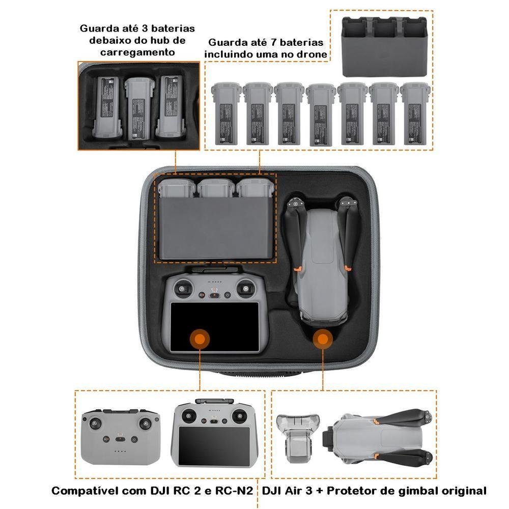 Bolsa Case Maleta De Transporte Para Drone Dji Air 3