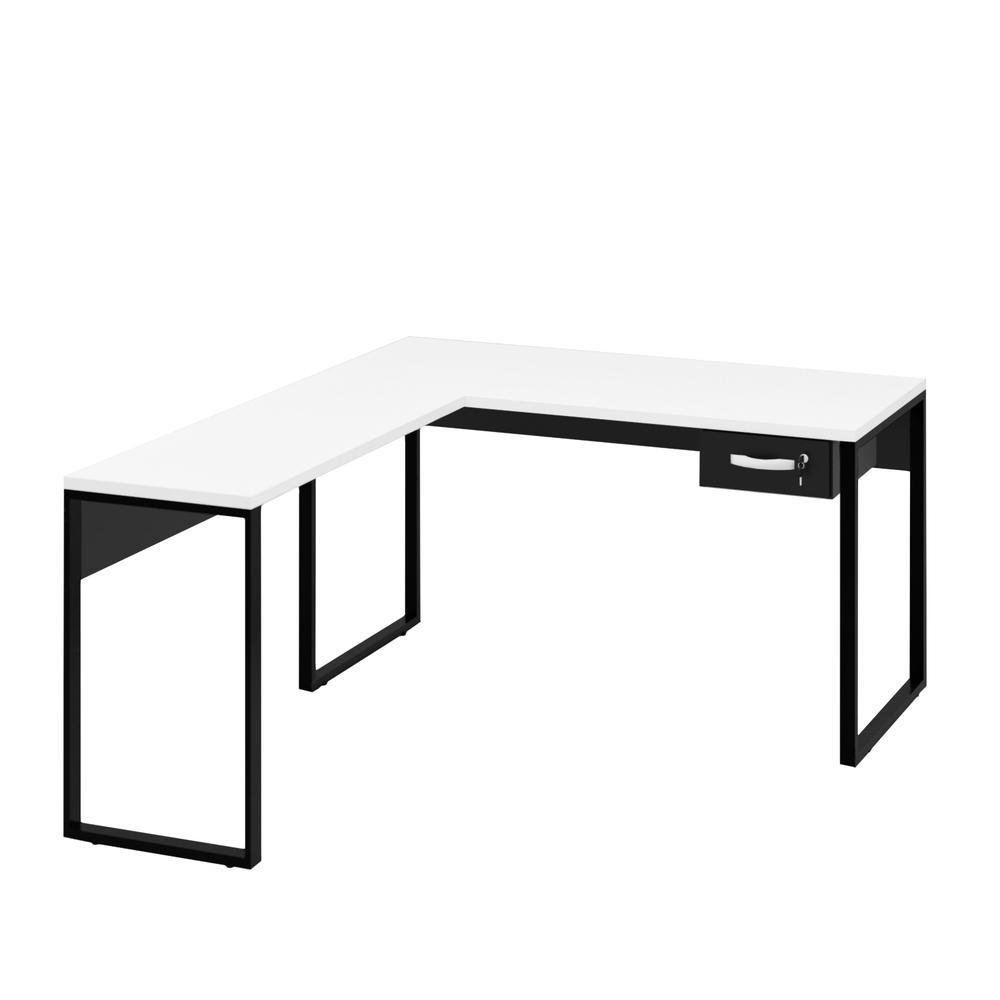 Imagem 4 de 5 do produto Escrivaninha De Canto Com Gav. Industrial 1,20x1,50 Netmobil - Branco