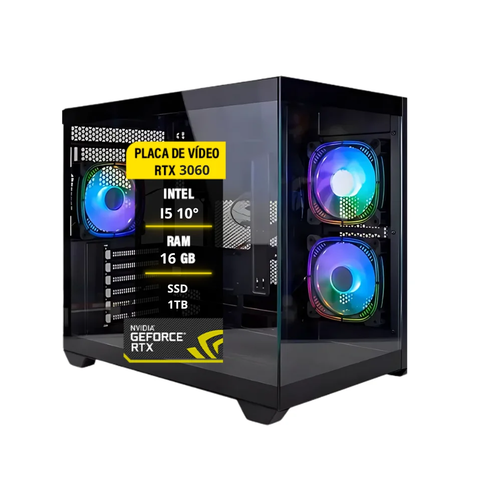 Computador PC Gamer i5 10° 16gb Ram RTX 3060 12gb SSD1TB