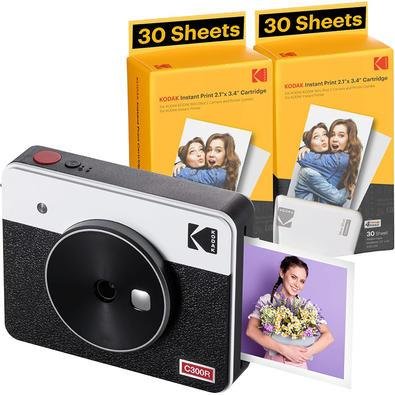 Kodak Mini Shot 3 Retrô  Branca - C300RW - Camera Instantânea E Photo Printer Bluetooth  2 Em 1 - I