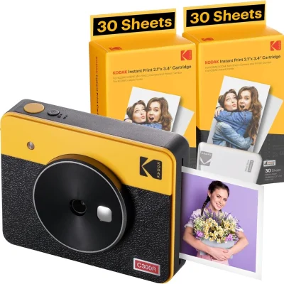 Kodak Mini Shot 3 Retrô Amarela - C300ry - Camera Instantânea E Photo Printer Bluetooth 2 Em 1 -