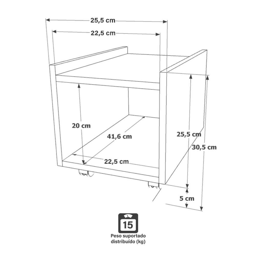 Imagem 4 de 4 do produto Suporte Para Cpu E Estabilizador Com Rodinhas Netmobil - Branco