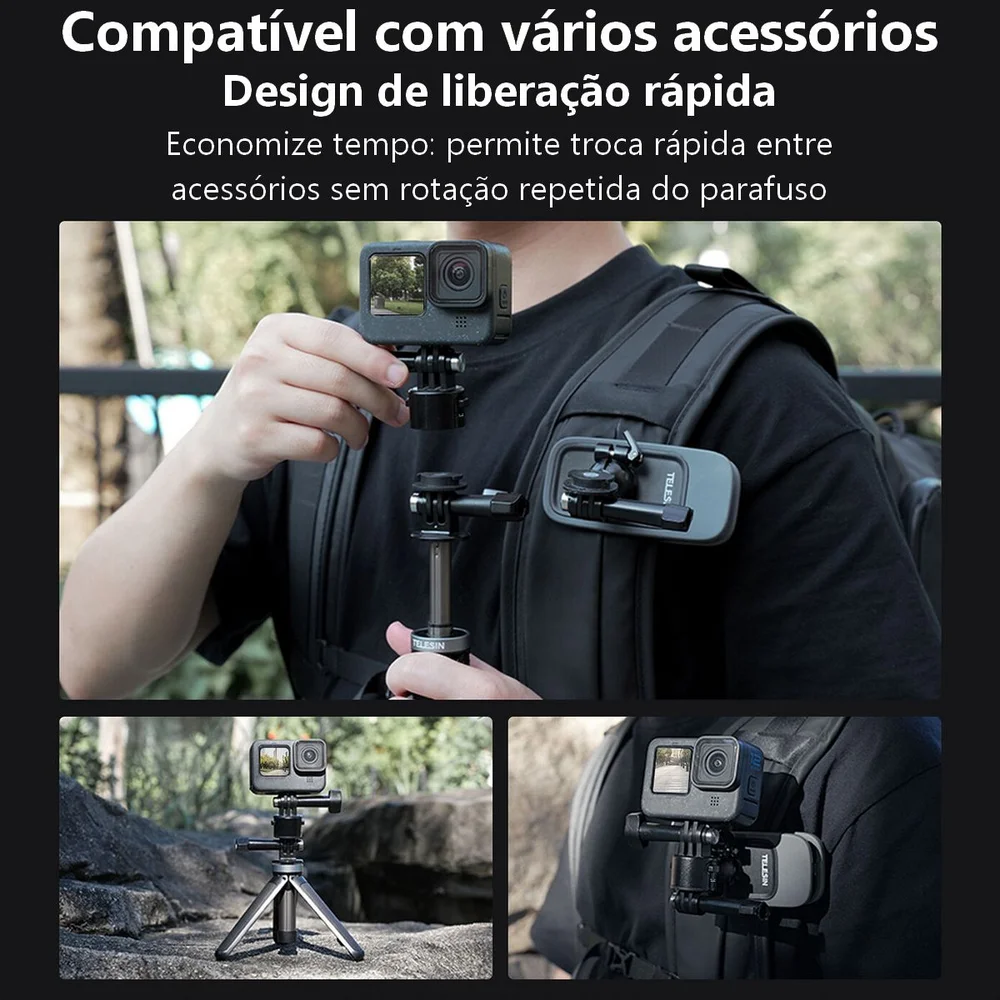 Imagem 2 de 5 do produto Adaptador Magnético Engate Rápido Para Câmeras De Ação - Telesin