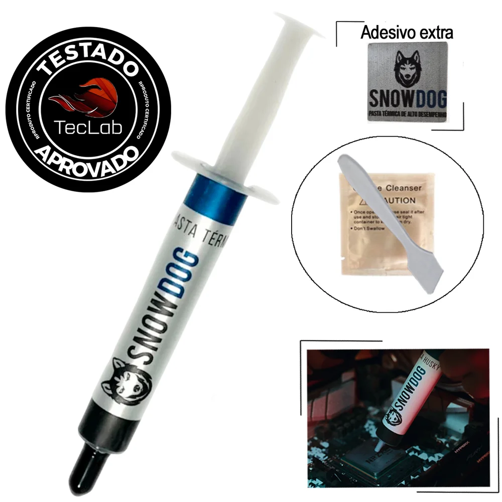 Pasta Térmica Snowdog Husky 3G 12.8w/mk Alta Performance + Adesivo 5
