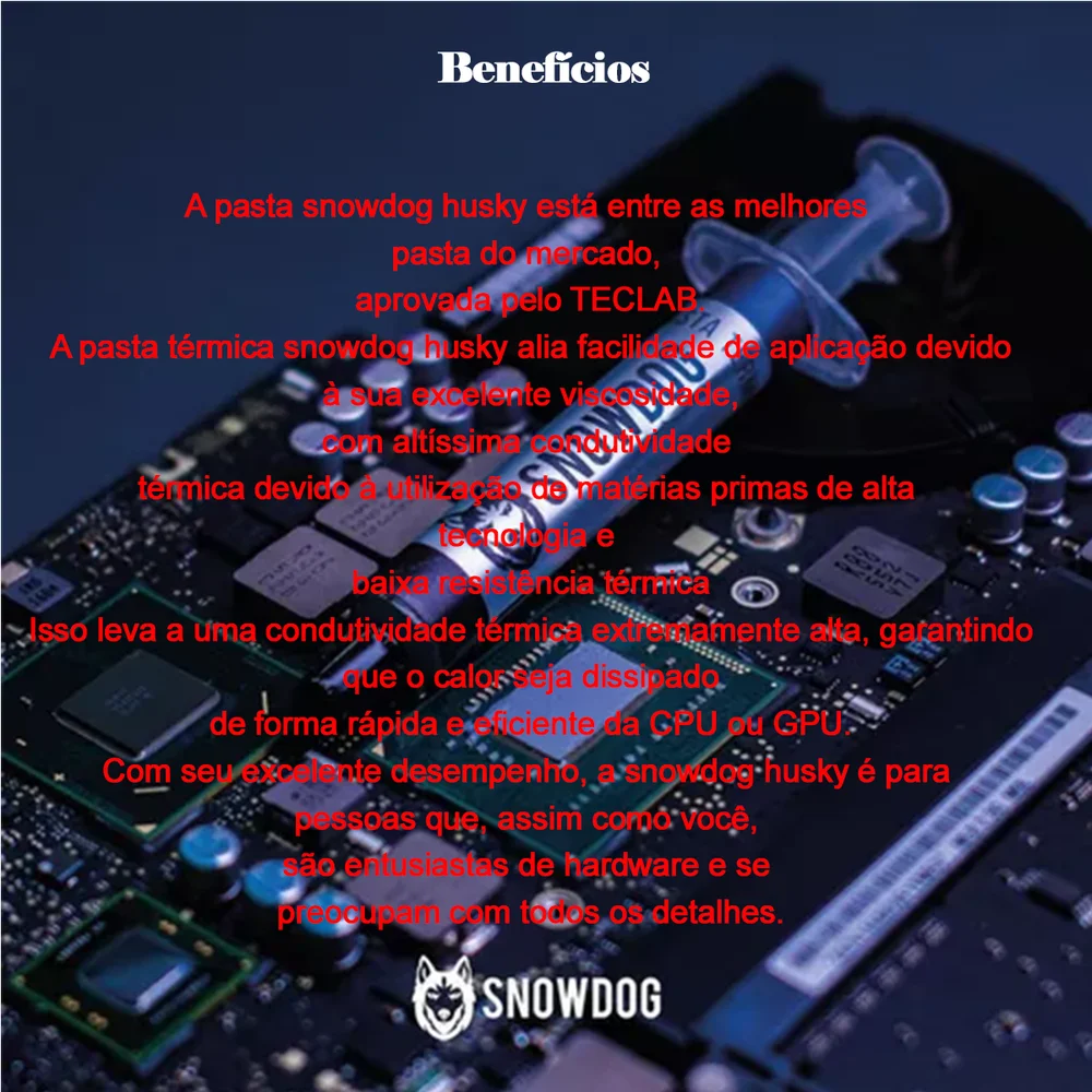 Pasta Térmica Snowdog Husky 3G 12.8w/mk Alta Performance + Adesivo 6