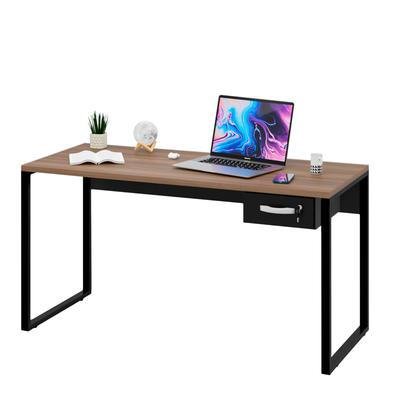 Mesa De Escritório Computador Industrial 1,50m Com Gaveteiro Netmobil - Nogal/preto