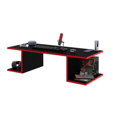 Mesa Suspensa Escrivaninha Computador 900x420 C/ Prateleiras - Vermelho