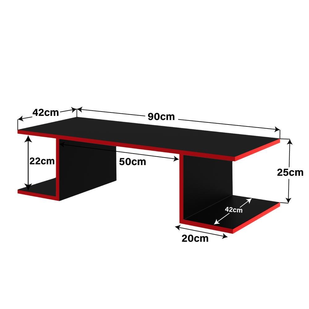 Imagem 2 de 5 do produto Mesa Suspensa Escrivaninha Computador 900x420 C/ Prateleiras - Vermelho