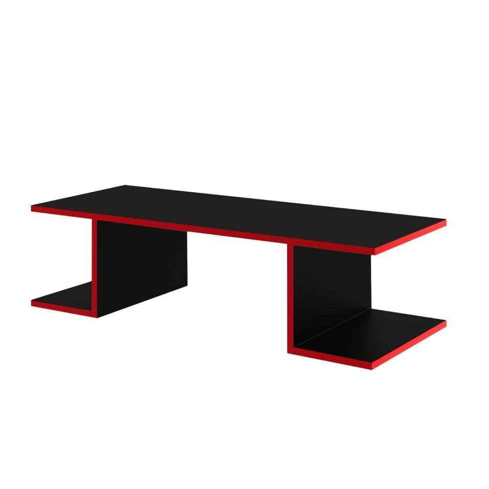 Imagem 5 de 5 do produto Mesa Suspensa Escrivaninha Computador 900x420 C/ Prateleiras - Vermelho
