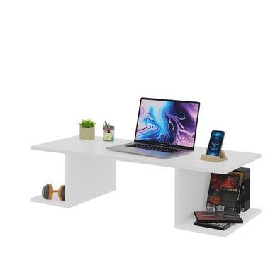 Mesa Suspensa Escrivaninha Computador 900x420 C/ Prateleiras - Branco