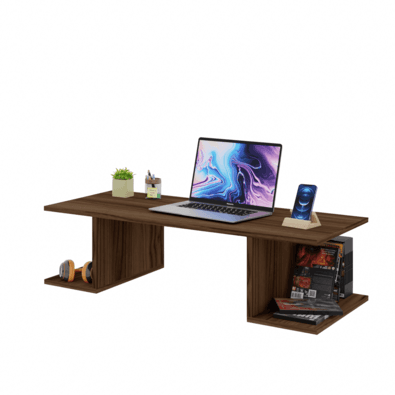 Mesa Suspensa Escrivaninha Computador 900x420 C/ Prateleiras - Nogal