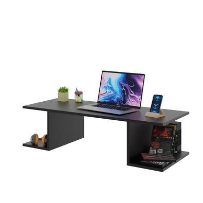 Mesa Suspensa Escrivaninha Computador 900x420 C/ Prateleiras - Preto