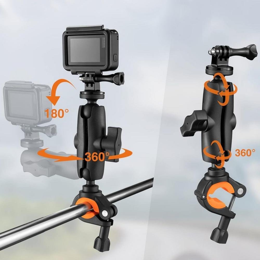 Imagem 2 de 5 do produto Suporte De Guidão 360° + Adaptador Para Câmeras Gopro E Similares