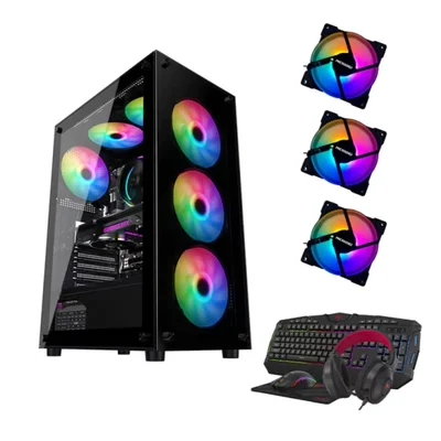 Kit Gabinete Gamer Microdigi Md-535, Kit Gamer Havit (mouse/teclado/mousepad/headset), 3 Coolers Microdigi Fmy